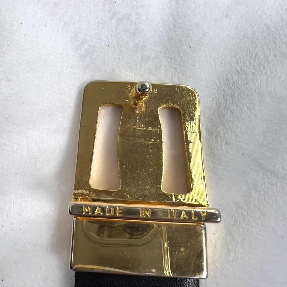 Luxe Italian Leather Belt with Gold-Sliver Tone Hardware | Made in Italy Sz 34